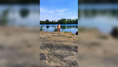 Public blowjob at the lake beach