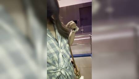 Public humiliation locked, plugged, gagged, clamped and squirt