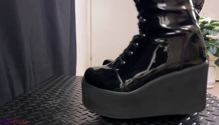 Heavy Crushing in Black Dirty Platforms - Ball Stomping, Bootjob, Shoejob, Ballbusting, CBT, Trample, Trampling