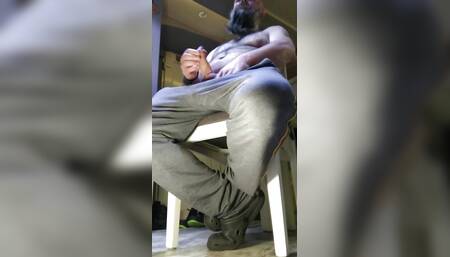 Big boy jerking fat uncut cock while watching porn
