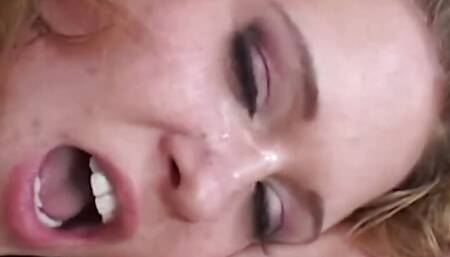 A Beautiful Blonde Lady Sasha Knox Got Her Mouth Filled with Guys Cum