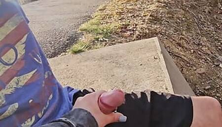 Zoey and Joey very public sex blowjob and handjob