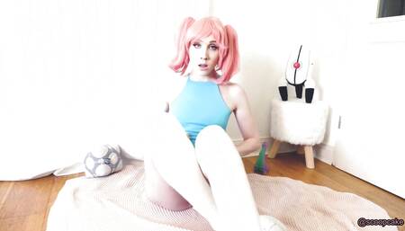 Neon Girl Playing with Tight Pussy