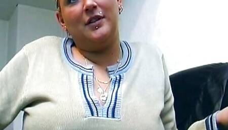 A chubby German blonde enjoy getting a big load of cum on her face