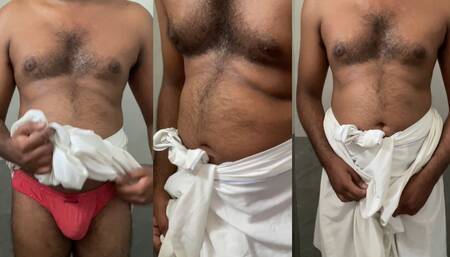 Kerala Daddy Big balls Cock and White Sarong