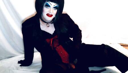 Sissy Drag Queen in Heavy Makeup Plays with Butt Plugs, ass to mouth
