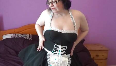 French Maid Fucking 10 Inch Dildo