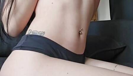 VENUS Goddess fingers her pussy on your sofa while you look