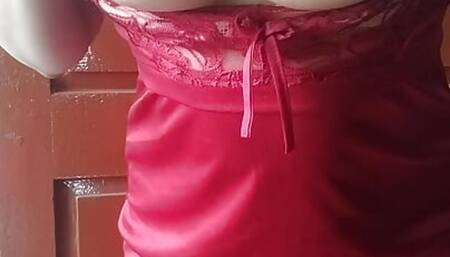 Indian bhabhi  doing oil massage of her big boobs