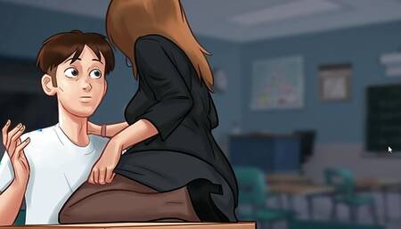 Fucking and cumming with the dominant teacher, she gave me sittin' on cock - SummerTimeSaga