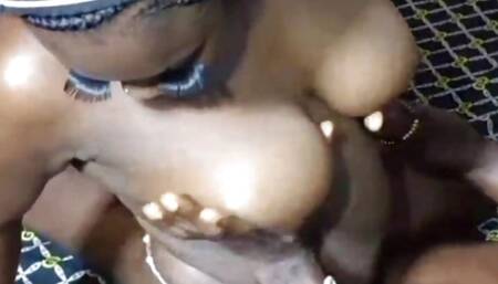 Ebony sweet pussy grinding on big cock
