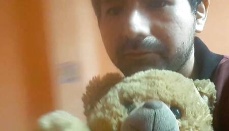 PLAYING WITH MY BEAR AND CUMMING MY WANK