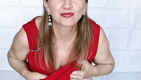 Chic in Red: Busty GILF MariaOld's Heels Hit the Dance Floor