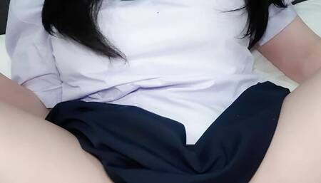 I fuck my student girl friend then cum in her pussy and splash my cum on her skirt