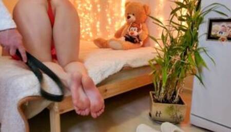 Red Dress And Red Ass - Spanked ass of STEP Sister With a Belt