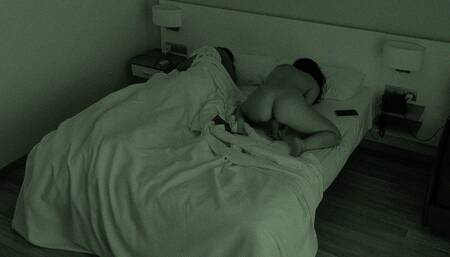 Cheating wife mastubates watching porn next to husband. Almost caught!!
