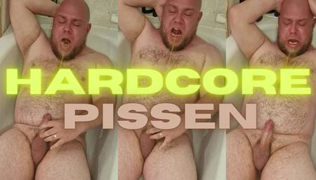 Hairy bear pisses hardcore in his mouth and enjoys it