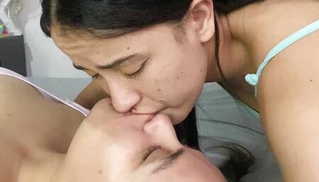 Deep tongue blowjob, she puts her tongue down my throat