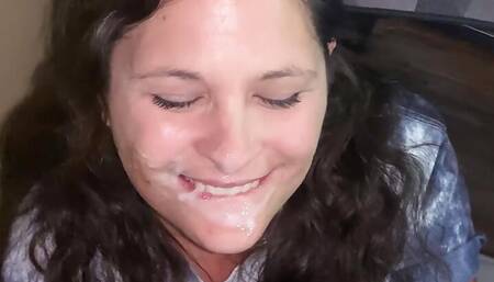 Nerd wishes for Weeb Girlfriend, appears and sucks his dick, cums on her face