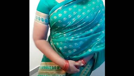 Fantasy Role About A Tamil Amma Wearing Green Saree and Comforting Her Step Son