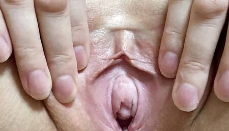 Open pussy and clit on the office chair. Spread Pussy Gaping