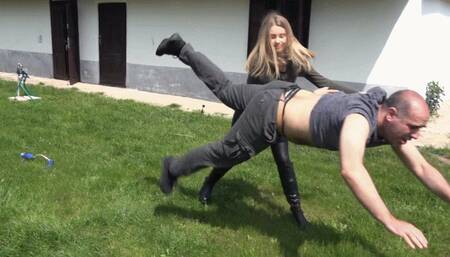 GABRIELLA - Nobody Quits - REAL Beatdown In Riding Boots - EXTREME!!! 720p