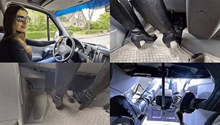 Driving the van with sexy boots
