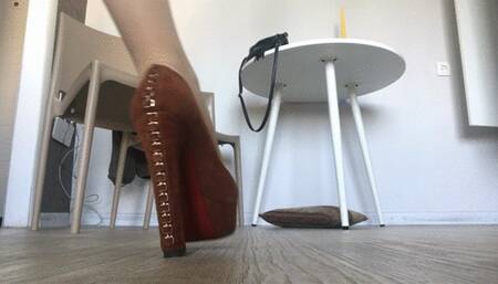 Dangling heels, soles tease!