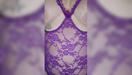 Hot Sexy MILF in Purple Lingerie Cums for You