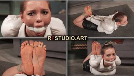 Guzel - Hogtied Barefoot Secretary with a Huge BallGag (FULL HD MP4)