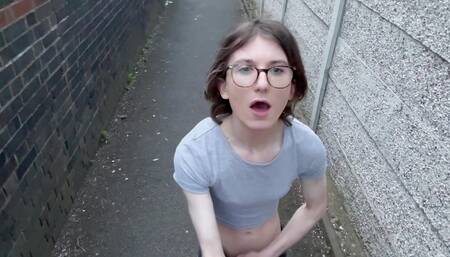 Risky Public Alleyway Gets My Trans Cock Hard and Ready for Sucking