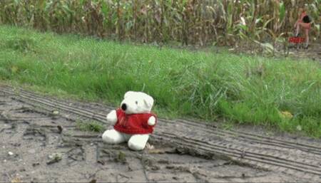 Poor Teddy under Christins mudy Wellies