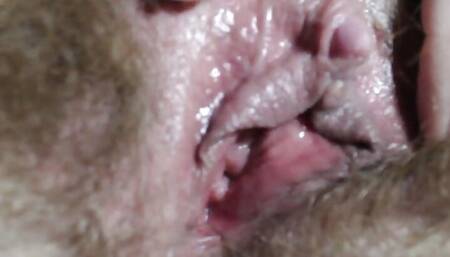 Closeup big clit masturbation hairy pussy