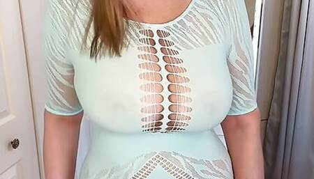 Sheer dress and high heels on Mature MILF Elaina St James