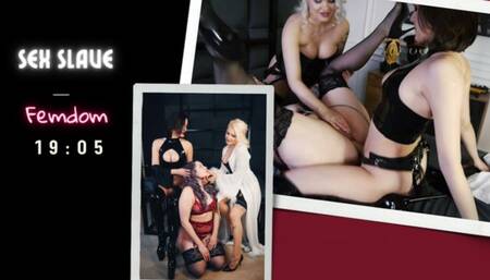 Sex slave, Kissing feet, pussy licking, strapon