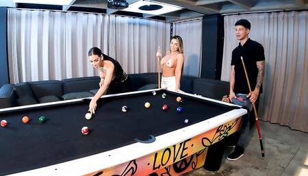 A Threesome with Two Incredible Latinas on a Pool Table