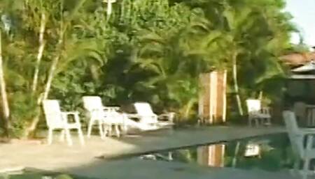 Brazilian Teen Girl with Small Tits has sex by the Pool