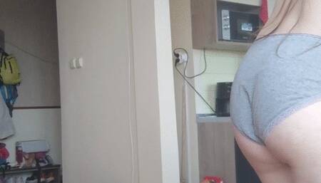 Dancing Topless Drying my Hair Playing Ass Tease