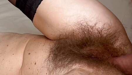 Hot mature MILF with big hairy pussy fuck bedside