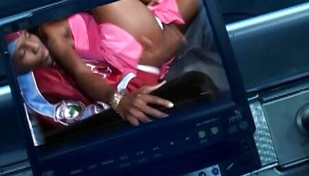 Killing busty coloured woman rides black dick like a cowgirl in studio