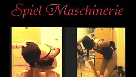 Ring Gagged Tied Slave Slut Deepthroating Dildo on Her Knees