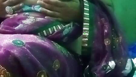 Indian Gay Crossdresser in pink saree pressing and milking his boobs so hard and enjoying the hardcore sex