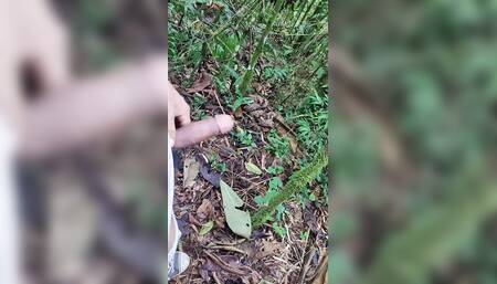young handsome ranger masturbates and cums in the jungle, while he stays behind his companions