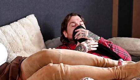 Masturbating With Boots And Covering Them With Sperm