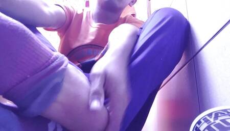 HAVING A REST WITH MY NEW COLOR SOCKS PT 2 I FEET AND SOLES