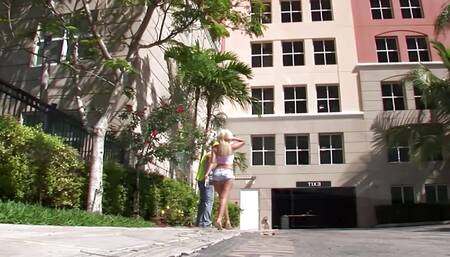 Horny blonde approached on the street towed and fucked hard