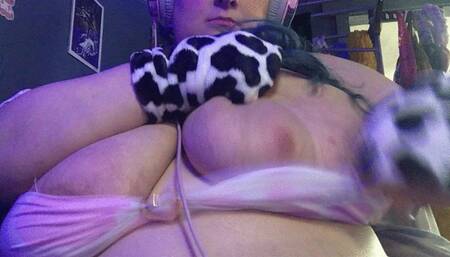 hucow close up breast massage and nipple play