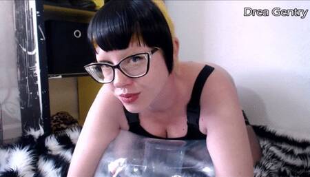 Riding a Clear Plastic Inflatable Ottoman