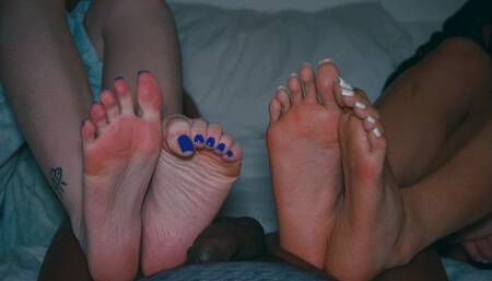 Duo Night footjob with Celeste and Imilia