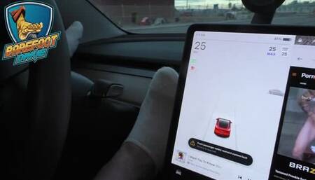 Marlon Ye drives his Tesla in socks and Barefoot